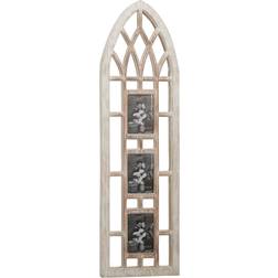 Olivia & May 14" x 47" Whitewashed Cathedral Wood Picture Frame Photo Collage Wall Decor with 3 Photo Holders Photo Frame 35.6x35.6cm