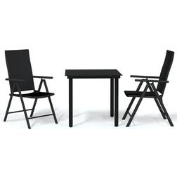 vidaXL 3 pcs Dining Set Para Black Garden Juego de comedor de patio, 1 Mesa incl. 2 Sillas