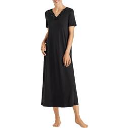 Hanro Moments Short Sleeve Long Gown - Black