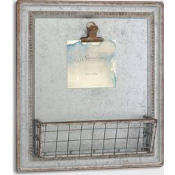 Stonebriar Collection Rustic Galvanized Metal Magnetic Memo Board Silver Notice Board 33.5x38.6cm