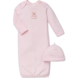 Little Me Bear Sleeper Gown & Hat - Pink