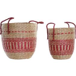 Dkd Home Decor Korg set Naturell Röd Sjögräs (2 pcs) (34 x 34 x 40 cm) Korg