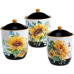 Certified International Sunflower Fields Kitchen Container 3pcs