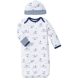 Little Me Me Puppy Toile Gown & Hat - Medieval Blue/White