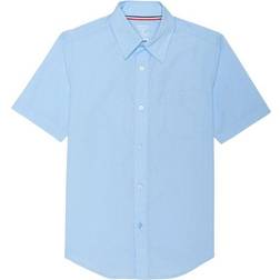 French Toast Short Sleeve Pointed Collar Blouse with Pocket - Blue (1595)