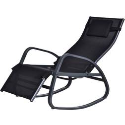 OutSunny Patio Adjust Lounge Chair w/ Footrest- Black