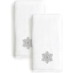 Linum Home Textiles Snowflake Holiday 2-pack Guest Towel Silver, White (76.2x40.64cm)