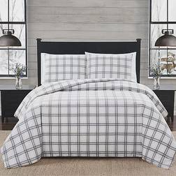 London Fog Plaid Flannel Bedspread Grey, White (228.6x172.72cm)