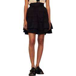 Sandro Tiered Cotton Skirt - Black