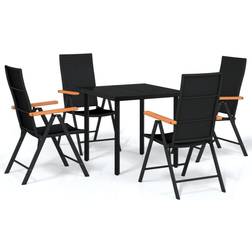 vidaXL Puutarharuokailuryhmä Musta 5 Osaa
