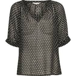 Part Two Popsy Blouse - Black Mini Block Print