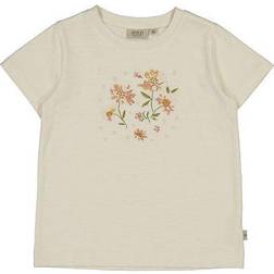 Wheat T-Shirt Flower Embroidery - Eggshell (0092f-021-3129)