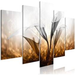 Arkiio Floral Quartet Wide Golden Framed Art 100x50cm