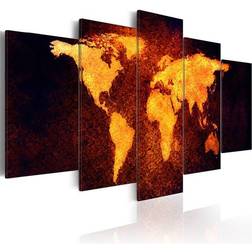 Arkiio Map Of The World Hot Lava Maleri 100x50cm