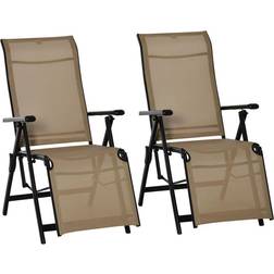 OutSunny 2 Outdoor Sun Recliner Loungers Set Reclining Chair