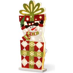 National Tree Company Pre-Lit Snowman Christmas Present Table Decoration 17.5"