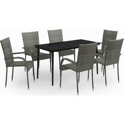 vidaXL 3099410 Patio Dining Set, 1 Table incl. 6 Chairs