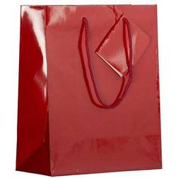 Jam Paper Glossy Gift Bags, 8 x 10 x 4, Red, 6/Pack, Medium