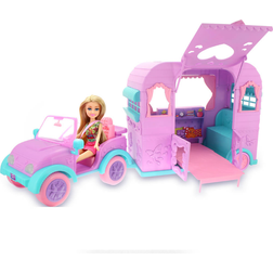 Zuru Sparkle Girlz Dukke m. Jeep og Campingvogn Pink