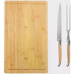 French Home Connoisseur Laguiole Carving Knife And Fork With Chopping Board 3pcs