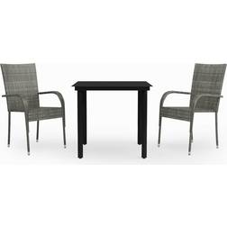 vidaXL 3099377 Patio Dining Set, 1 Table incl. 2 Chairs