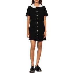 Sandro Tweed Peter Pan Collar Dress - Black