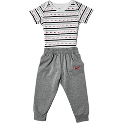 Nike Swoosh Stripe Bodysuit & Jogger Pants Set - Heather Grey/Black/Red (56J210-GEH)