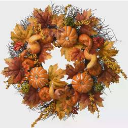 National Tree Company Pumpkins and Maple Leaves Artificial Harvest Wreaths Wall Decor 22x5.5"