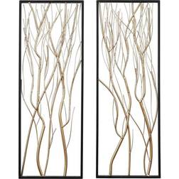 LuxenHome 2-Piece Metal Gold Branch Wall Decor 13x36" 2