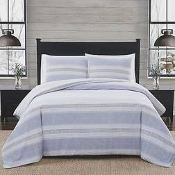 London Fog Stripe Flannel Bedspread Blue (228.6x228.6cm)