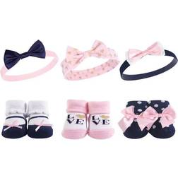 Hudson Baby Headband and Socks Set 6-pack - Navy Love (10158234)