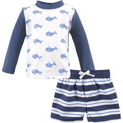 Hudson Baby Swim Rashguard Set, Blue Whale (10325377)