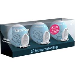 Satisfyer Masturbateur Oeuf Eggcited Savage Pack de 3 Bleu Clair