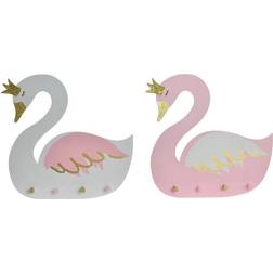 Dkd Home Decor De Pared Madera Infantil Cisne 40 x 4 x 38.5 cm (2 Unidades) Perchero