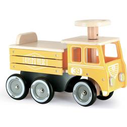 Vilac Porteur camion de chantier en bois avec coffre de rangement Jaune L 50 x H 26 x P 35 cm