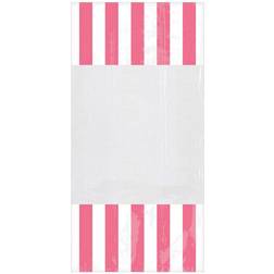 Amscan 377554.109 Striped Bag Party Accessory, Measures 3.1" X 3.5" New Pink