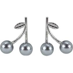 Everneed Cherry Earrings - Silver/White