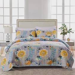 Greenland Home Fashions Watercolor Dream Quilts Gray (228.6x228.6)