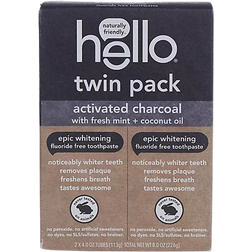 Hello Charcoal Epic Whitening Fluoride-Free Toothpaste 2-pack