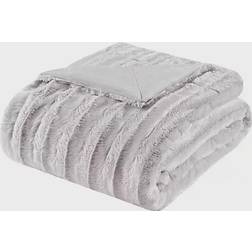 Madison Park Duke Faux-Fur Blankets Gray (152.4x127)