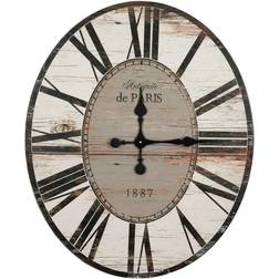 3R Studios 29" Oval Distressed Wood Wall Clock 24.3"