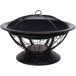 OutSunny Round Garden Firepit w/ Poker Black & Bronze