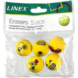 Linex, viskelæder m/ emojis, 5 stk