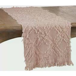 Saro Lifestyle Fringe Waffle Weave Tablecloth Pink (182.88x40.64cm)