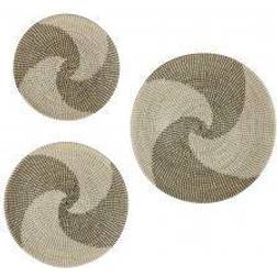 Set of 3 Beige Dried Plant Material Contemporary Abstract Wall Decor, 29" 24" 20"