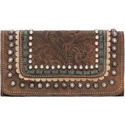 American West Blue Ridge Ladies Tri-Fold Wallet - Distressed Charcoal