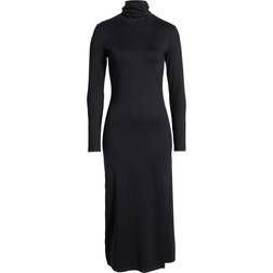 Susana Monaco Long Sleeve Turtleneck Slit Midi Dress - Black