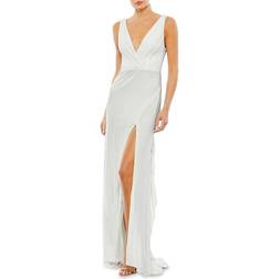 Mac Duggal High Slit Sheath Gown - White