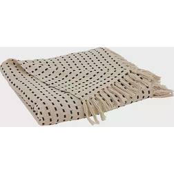 Saro Lifestyle Stitch Line Blankets Beige (152.4x127cm)