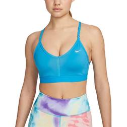 Nike Dri-FIT Indy Light-Support Padded V-Neck Sports Bra - Laser Blue/White